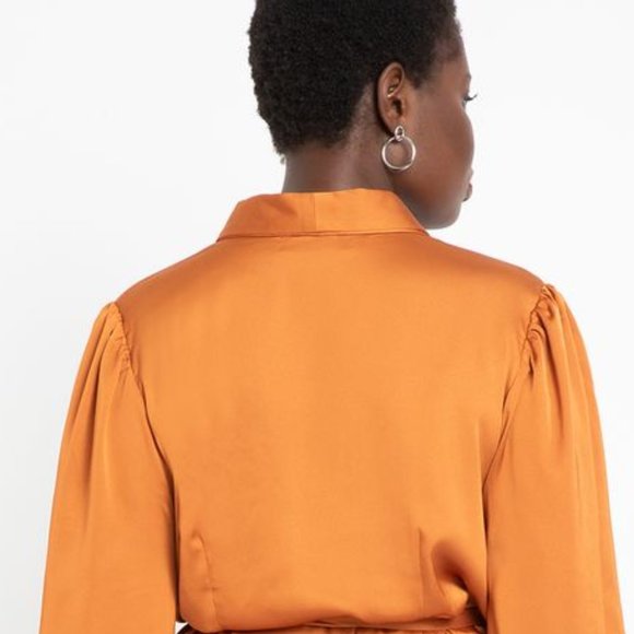 Eloquii Bishop Sleeve Wrap Dress Size 18 - Picture 4 of 5